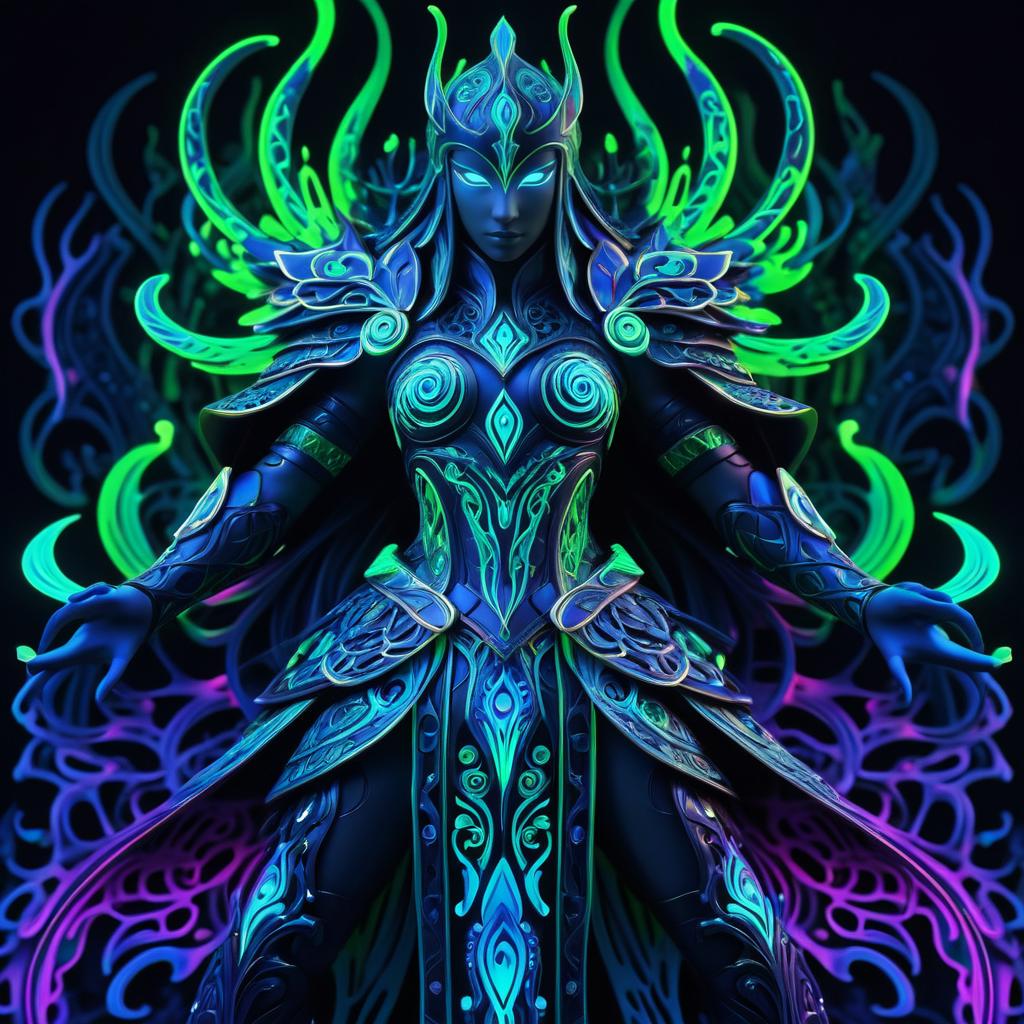 Vivid Bioluminescent Celtic Warrior Art