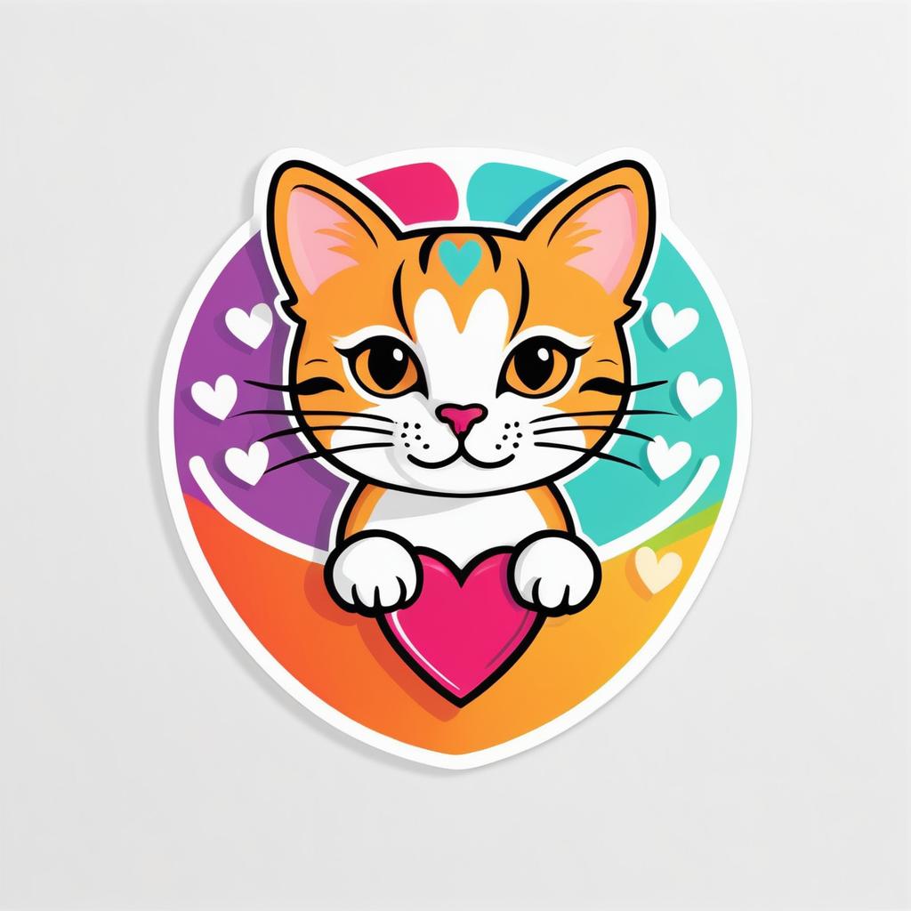 Charming 'I Love Cats' Sticker Design