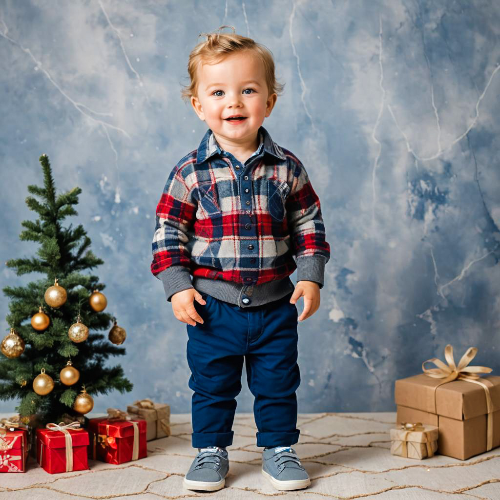 Festive Toddler Boy Holiday Portrait