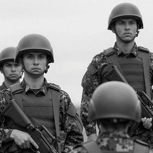 Black and White Soldiers in Uniform