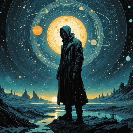 Ophanim Figure Amid Cosmic Solar System