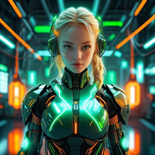 Futuristic Female Cyborg Portrait Art