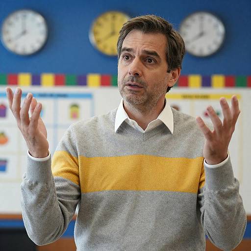 Contemplative Man in a Classroom Setting