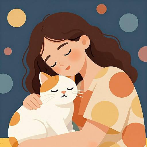 Serene Sleep with a Cat Companion