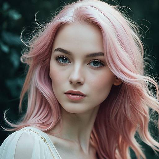 Ethereal Woman with Blush Pink Hair