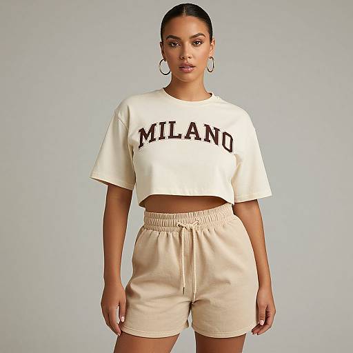 Stylish Woman in Beige Streetwear