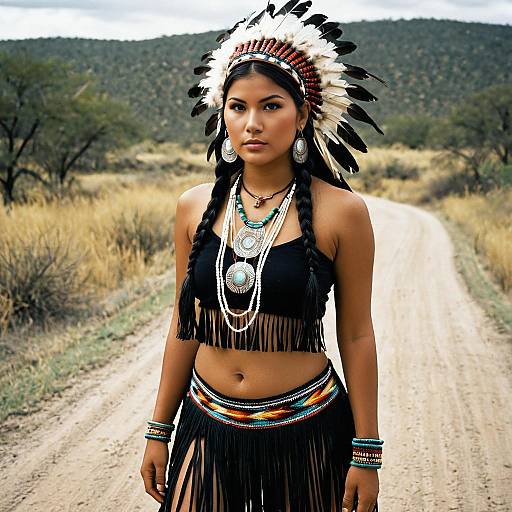 Native American Woman in Traditional Headdress