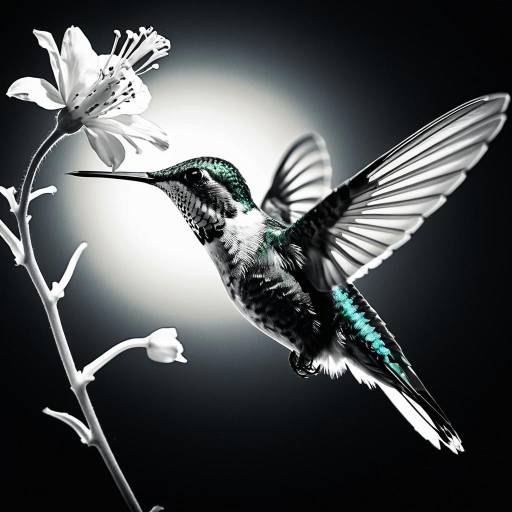 X-Ray Style Hummingbird Near Flower X-Ray Style Hummingbird Near Flower