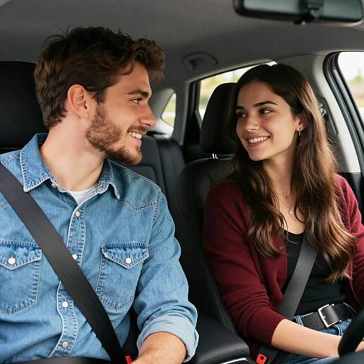 Young Couple Sitting in Car