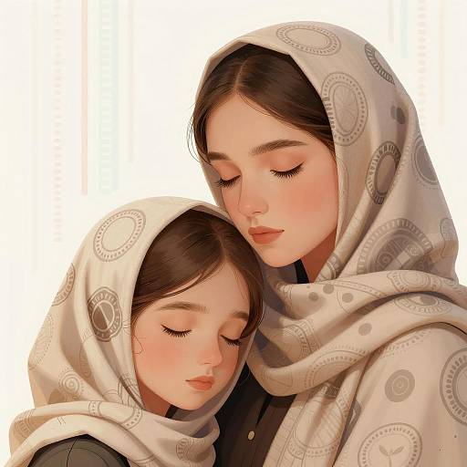 Intimate Digital Portrait of Mother and Child