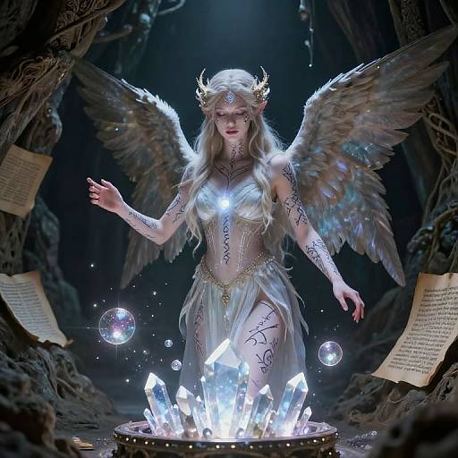 Luminous Fairy Cleric in Enchanted Cave