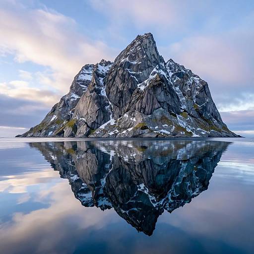 Majestic Mountain Peaks Over Tranquil Ocean