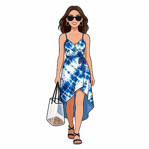 Smiling Woman in Tie-Dye Dress