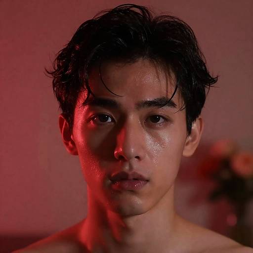 Intense Portrait with Red Lighting