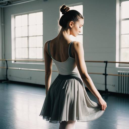 Ballet Dancer with Knotted Bun in Dance Studio Ballet Dancer with Knotted Bun in Dance Studio