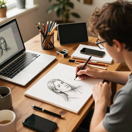 Cozy Artist's Studio Workspace Sketch