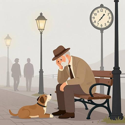 Melancholy Moments: Old Man on a Bench