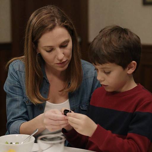 Focused Moments: Woman and Boy at Table