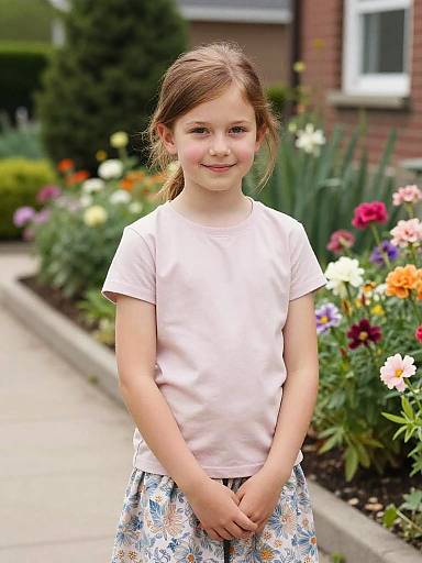 Smiling Young Girl in Garden