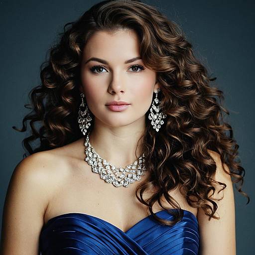 Woman with Curly Hair and Jewelry