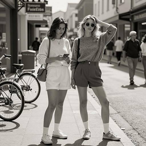Sunlit Street Portrait of Two Women