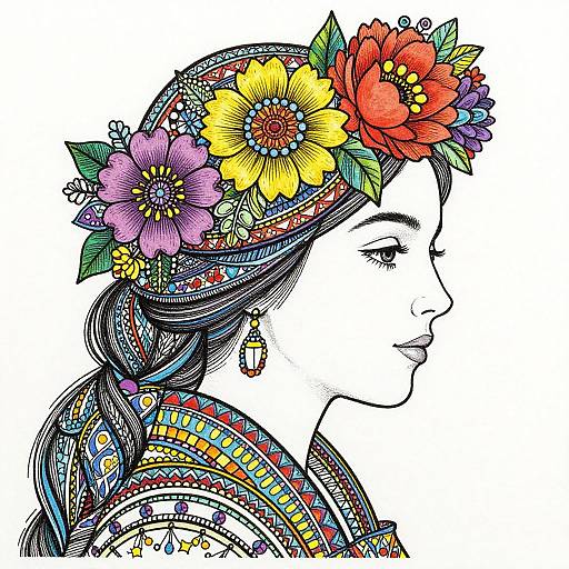 Serene Woman with Floral Crown