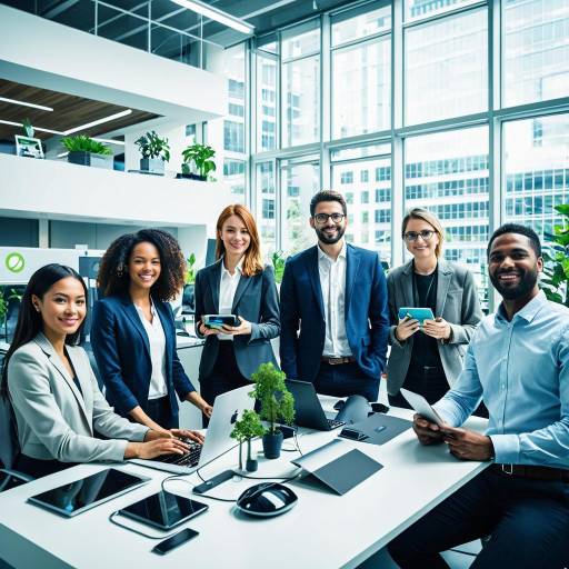 Diverse Business Team in Modern Eco-friendly Office