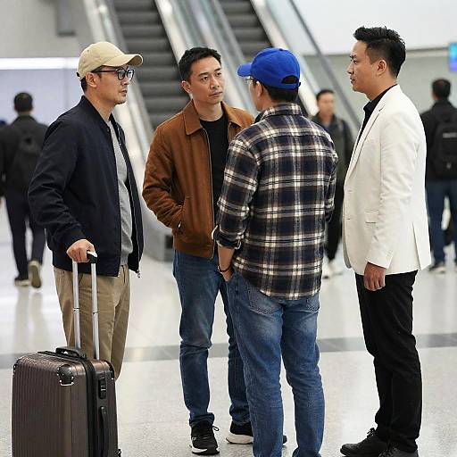 Serious Men Waiting at Airport Terminal