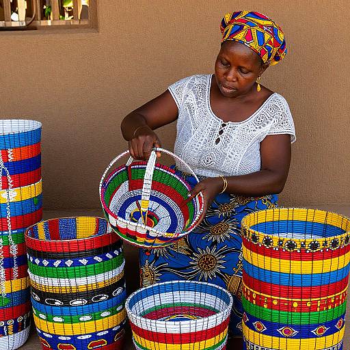 Colorful African Traditional Basket Sales