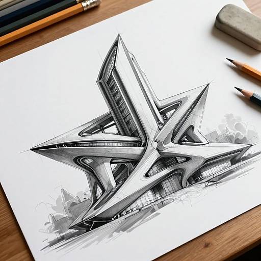 Futuristic Architectural Drawing in Progress