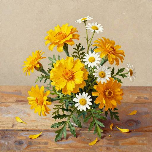 Marigolds and Daisies Painting