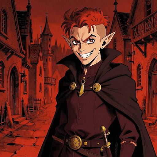 Epic Elf Vampire Mage in Dark Village