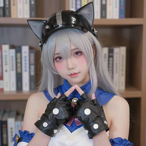 Young Woman Silver-Haired Cosplayer