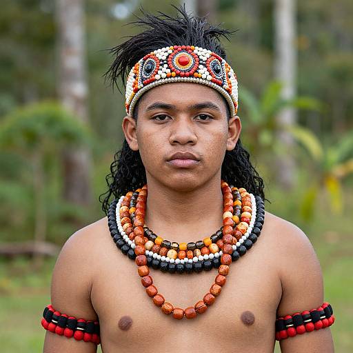 Samoan Boy in Traditional Costume