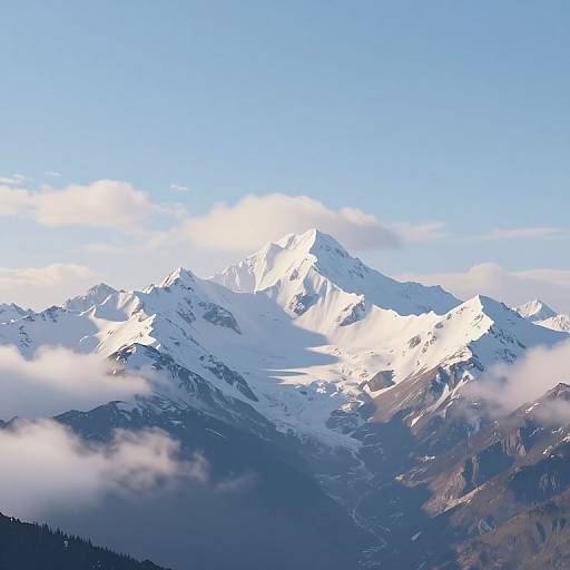 Serene 3D Snow-Capped Mountain Landscape