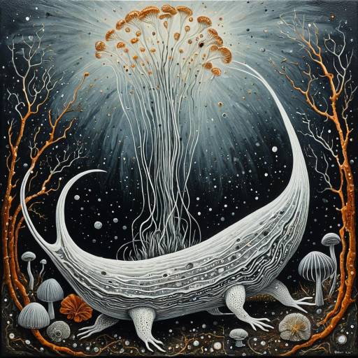 Surreal Cybernetic Aquatic Slug With Copper Filaments