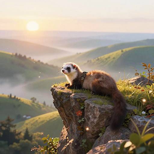 Adventurous Ferret Cartographer at Sunrise