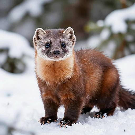 Majestic American Marten in Snowy Forest
