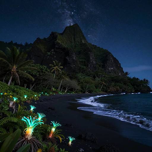 Starry Night Tropical Island Scene