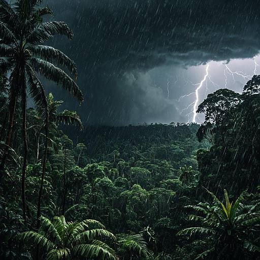 Stormy Rainforest with Lightning