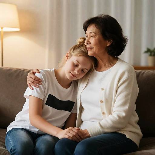Warm Bonding Moment on a Couch