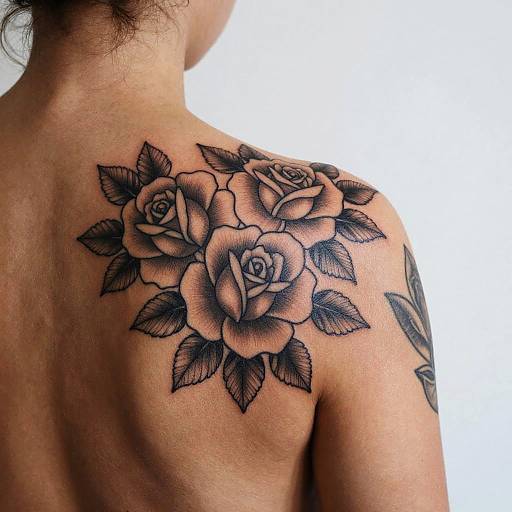 Close-Up of Rose Tattoo on Shoulder