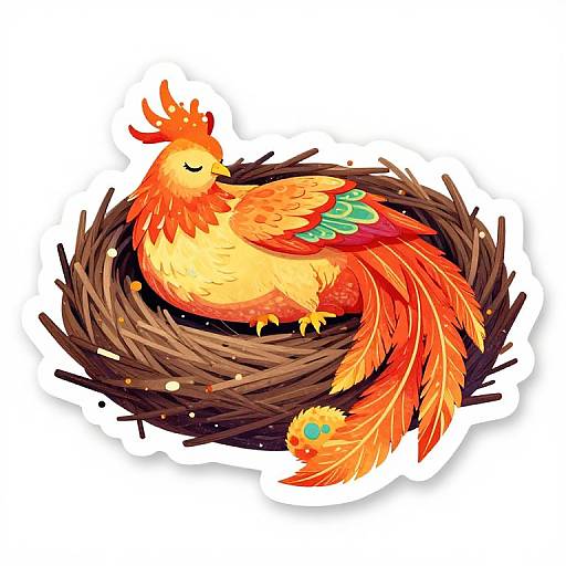 Kawaii Phoenix Sleeping Sticker Art