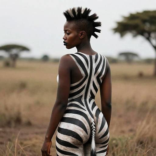 Cinematic African Female with Zebra Bodypaint