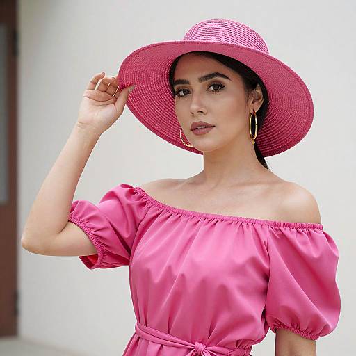 Elegant Woman in Pink Satin Dress