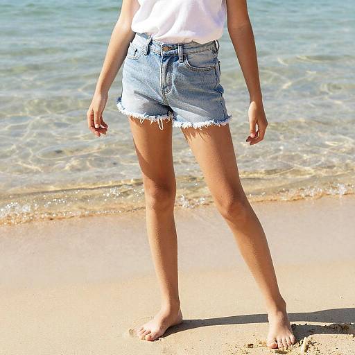 Youthful Teen at Sunlit Beach