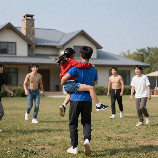 Energetic Outdoor Game of Tag Scene