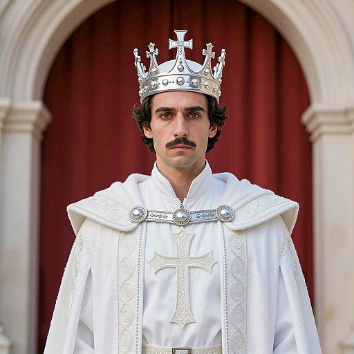 Photorealistic Male King in White Costume