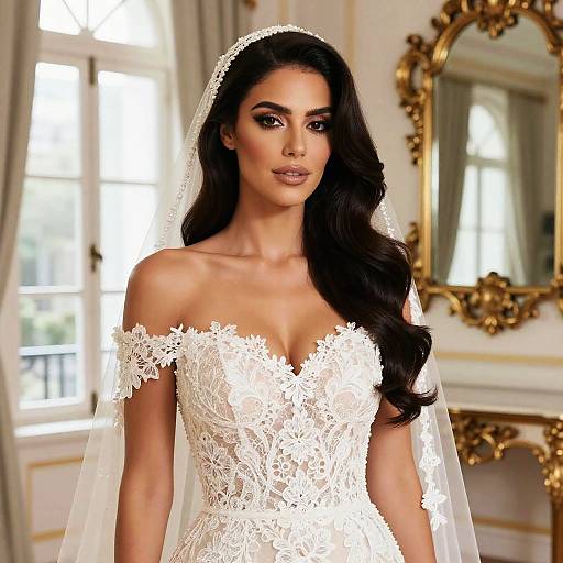 Elegant Bride in Lace Wedding Dress