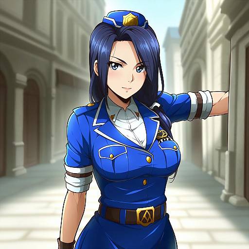 Illustration of Arcane caitlyn, league of legends in the style of Kuroshinki